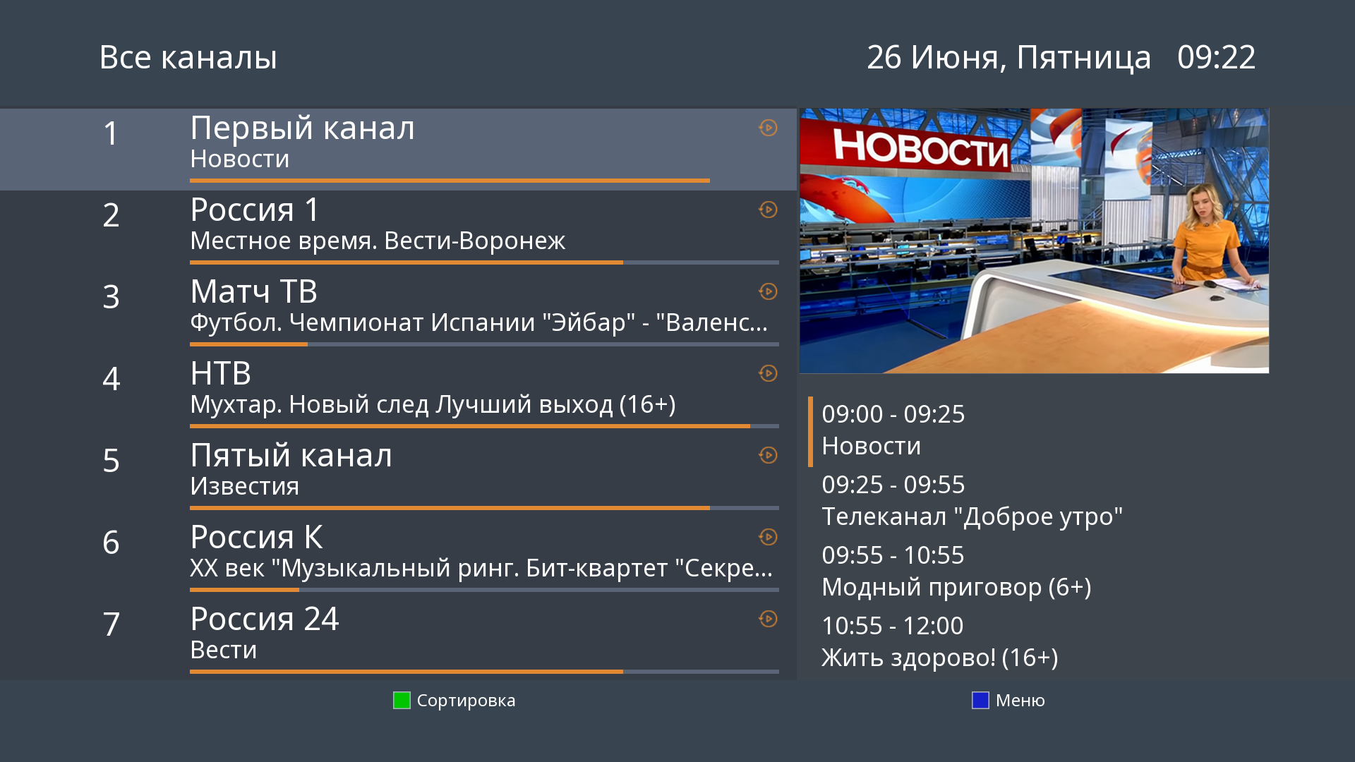 freedom TVIP вывод списка ТВ каналов